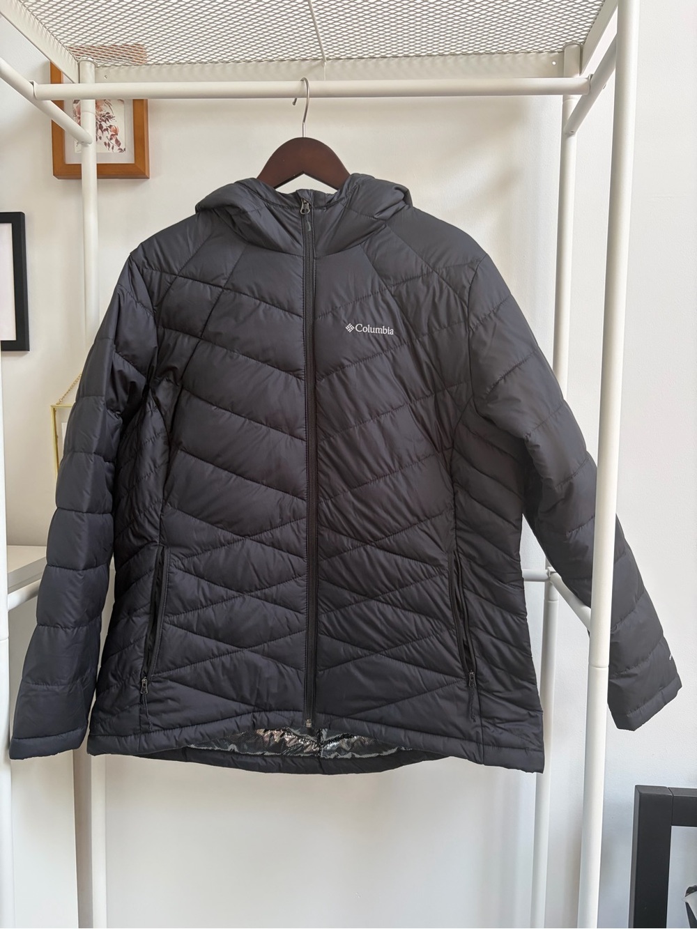 Columbia Black Quilted Hooded Jacket